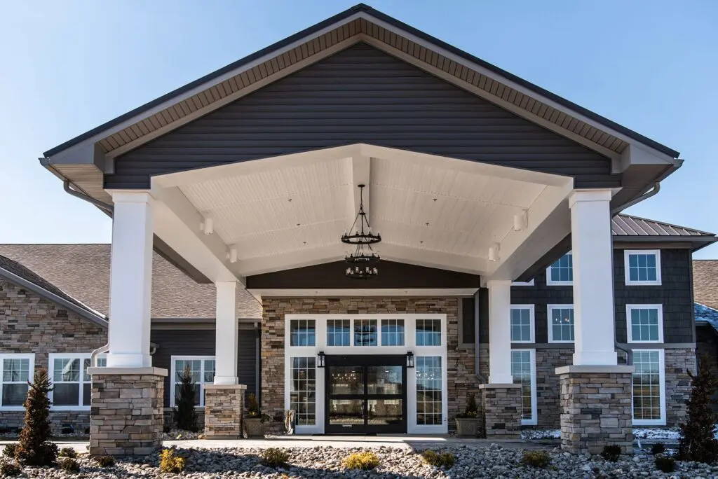 covered driveway of community entrance