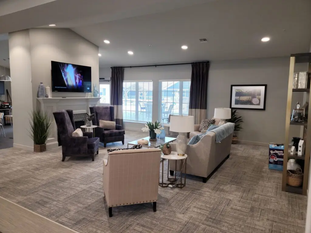 tv and sitting area at community